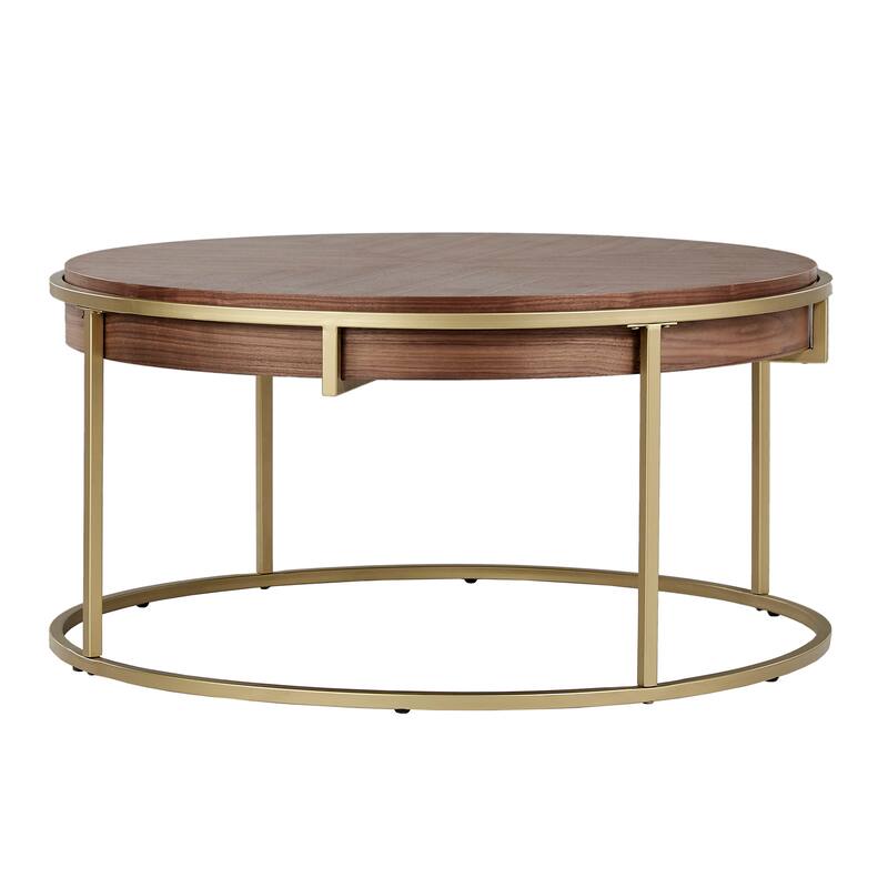 Cooke Round Table with Metal Base from iNSPIRE Q Modern - Coffee Table Only - Natural Finish