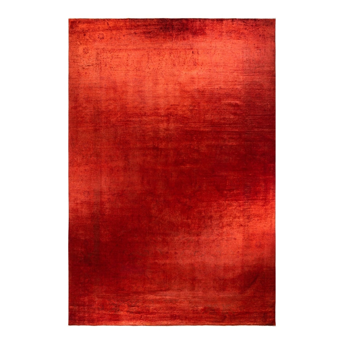 Overton Hand Knotted Wool Vintage Inspired Modern Contemporary Overdyed Red Area Rug - 12' 0" x 18' 9"