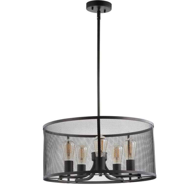 SAFAVIEH Lighting Lutetia Adjustable 5-Light Led Brass Pendant - 20"x20"x13.5-43.5" - Dark Grey - 20Wx20Dx44H