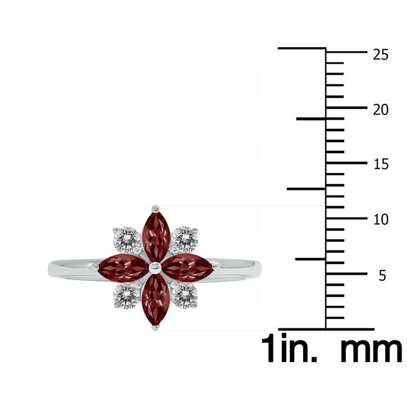 Marquee Jewels 3/4 Carat TW Garnet and Diamond Flower Ring in 10K White Gold