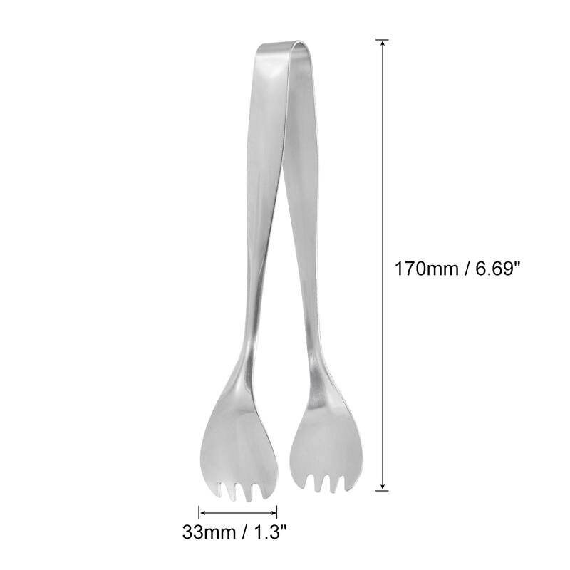 Serving Tongs, 2pcs 6.5 Inch Stainless Steel Ice Tongs, Mini Sugar Tongs - Silver - Silver