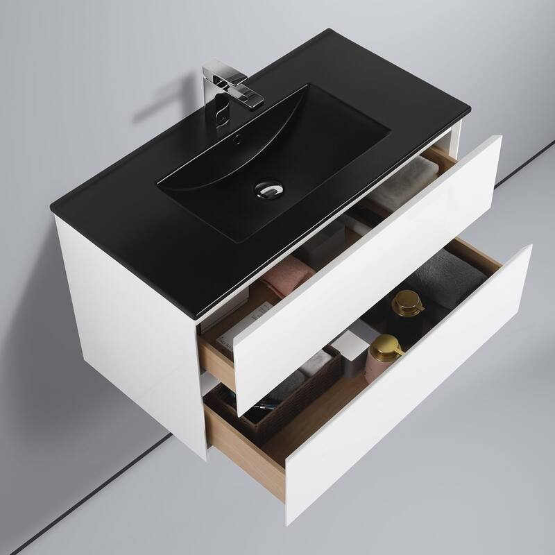 Blossom Wall Mounted Floating Bathroom Vanity with Double Acrylic Sink