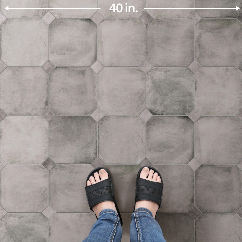 Merola Tile Laverton Octagon Gris 7-7/8" x 7-7/8" Porcelain Floor and Wall Tile