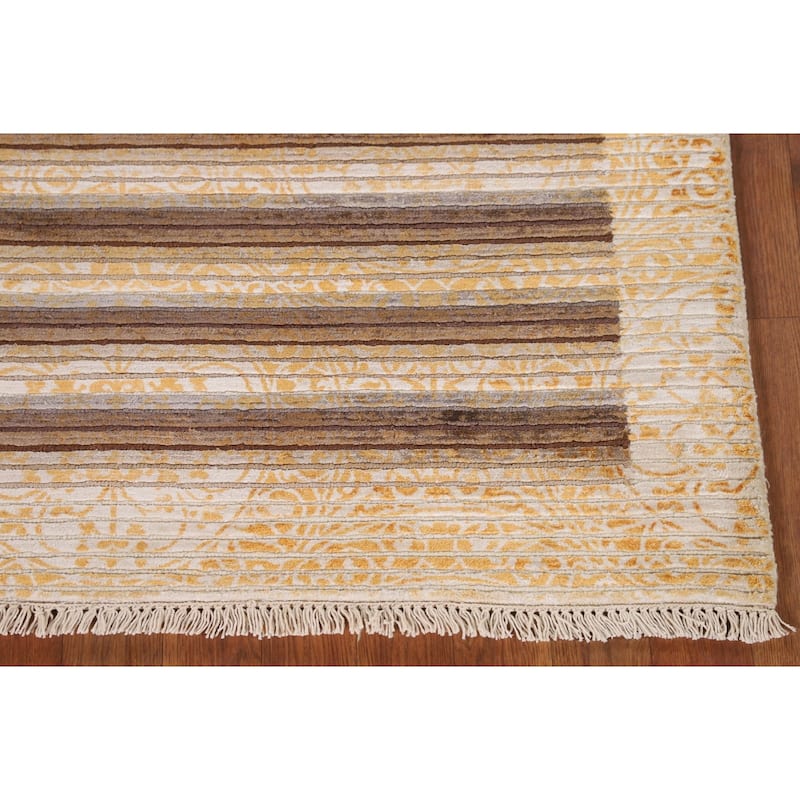 Striped / Abstract Oriental Accent Rug Handmade Wool Carpet - 2'9"x 4'9"
