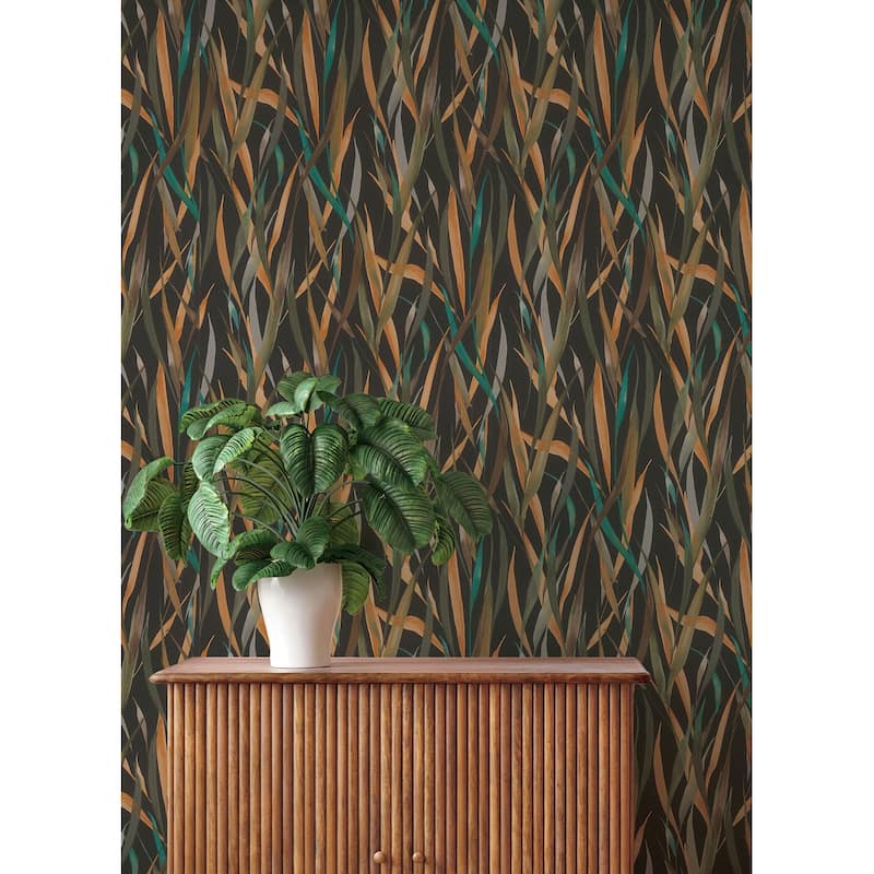 A-Street Prints Willoughby Black Fronds Wallpaper