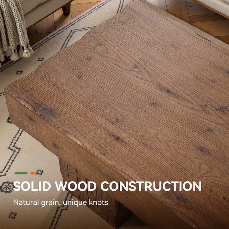 47" Solid Wood Rectangular Coffee Table, Cocktail Tea Center Table for Living Room Office