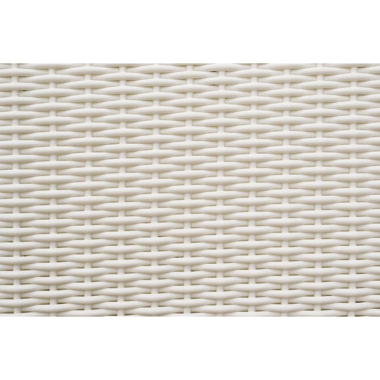 Close-up of white wicker weave pattern.