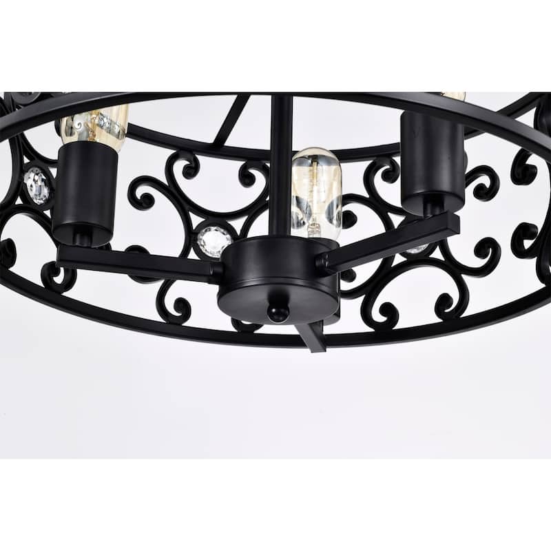 Theofy 18 Inch Glam-Modern Drum Shade Semi Flush Mount 3-Light