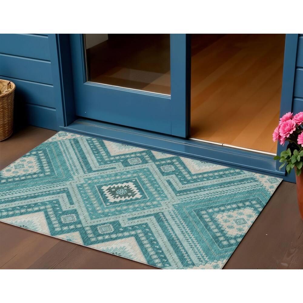 HomeRoots Tribal Transitional Rectangle Outdoor Rug