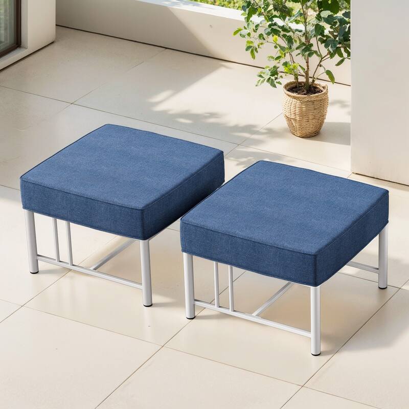 Gymojoy Outdoor Ottoman with Olefin Cushion, Weather-Resistant Patio Footrest for Deck & Porch
