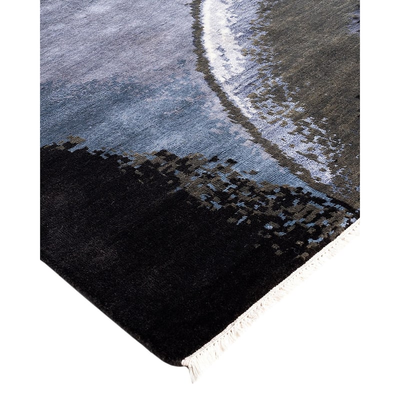 Ikat One-of-a-Kind Hand-Knotted Area Rug, Black - 9' 4" x 12' 2"