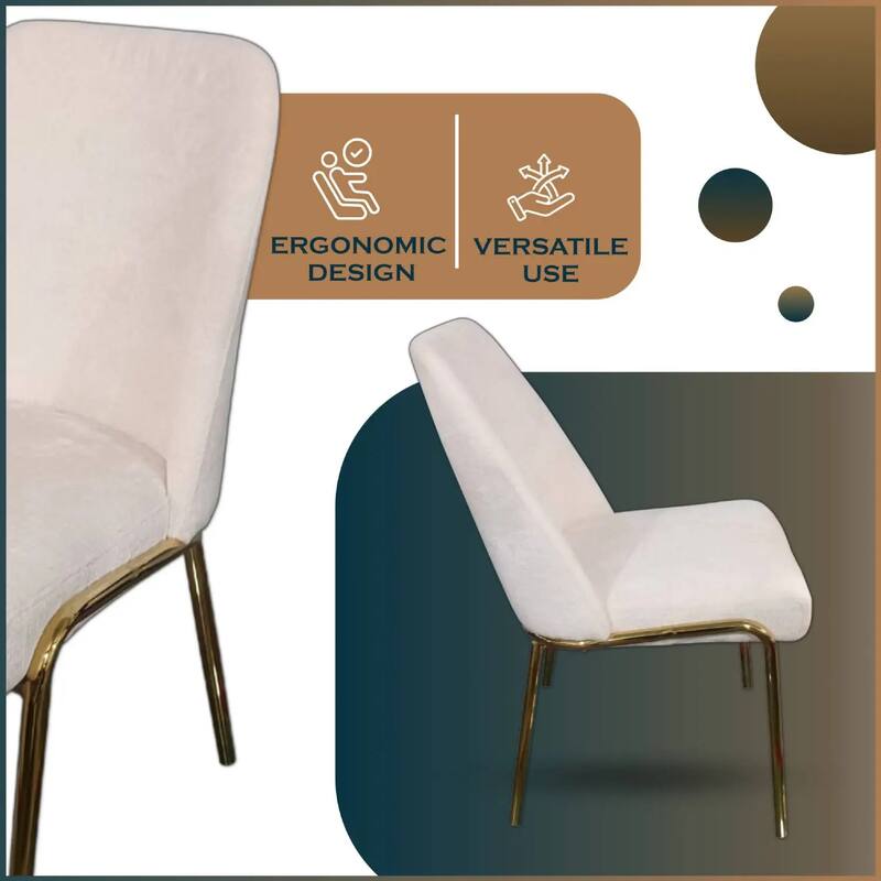 Lumen Modern Upholstered Kitchen Dining Chair with Gold Steel Legs Ergonomic Accent Chair