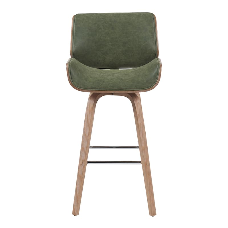 Tyler Mid-Century Swivel Bar Stool, Upholstered Counter Height Chair with Bentwood Legs