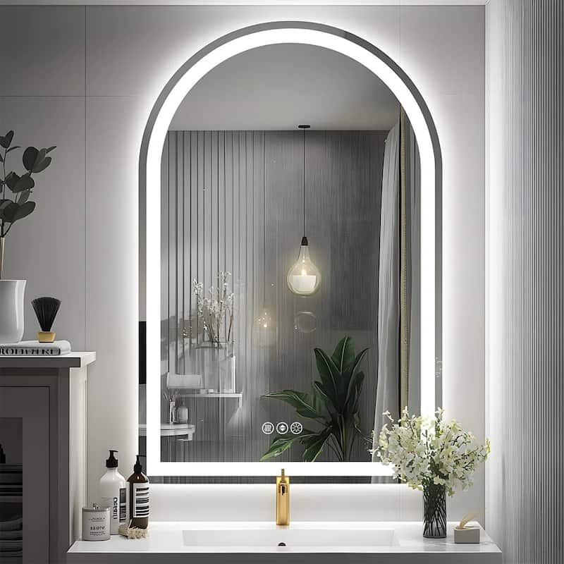Arched LED Bathroom wall Mirror Front and Backlit light Anti Fog with 3 Year Warranty