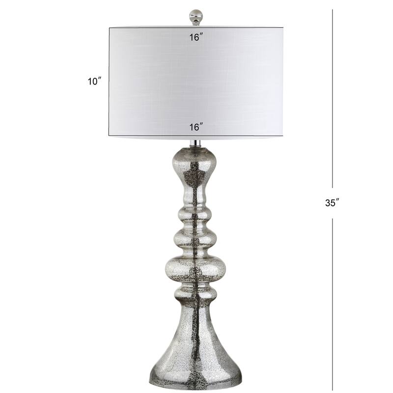 Alba 35" Curved Glass LED Table Lamp, Mercury Glass by JONATHAN Y