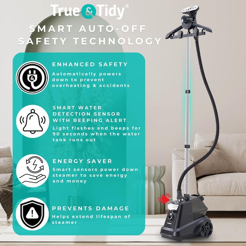 True & Tidy SX3 Heavy-Duty Garment Steamer with Smart Auto Off, Foot Pedal & 3 Steam Settings