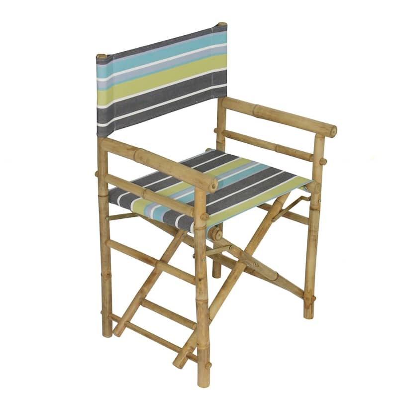 Patio Indoor Outdoor Folding Bamboo Director Chair Set of 2