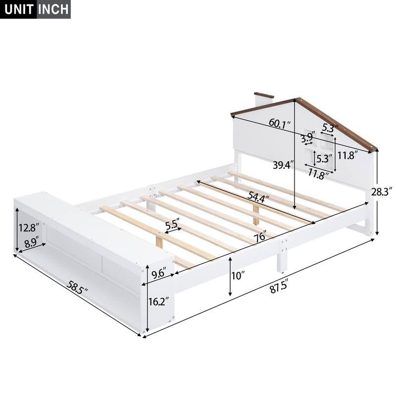 Full Size House Platform Bed with LED Lights and Storage On Sale