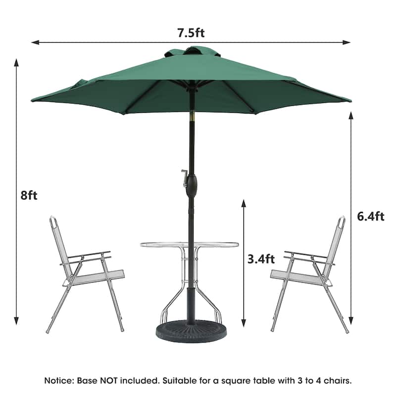 7.5ft * 7.5ft Patio Umbrella with Crank and Push Button Tilt,Outdoor Table Market Umbrella with Aluminum Pole - Dark Green