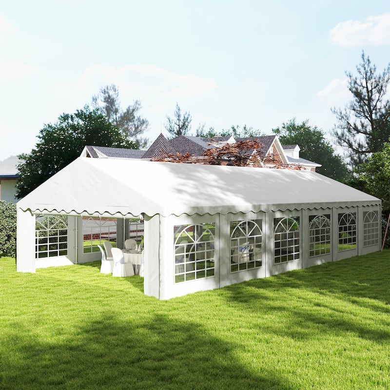 Outsunny 20' x 40' Heavy Duty Party Tent, Galvanized Outdoor Canopy Tent Large Event Shelter with Removable Sidewalls