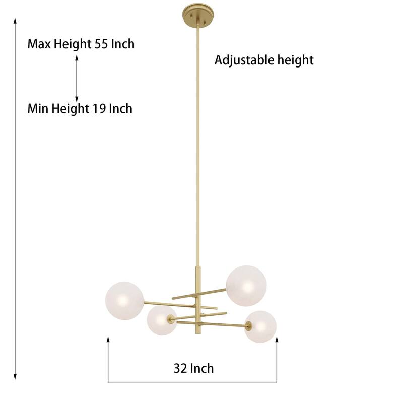 Caucy 4-Light Sputnik Modern Chandelier-UL - 32 inches