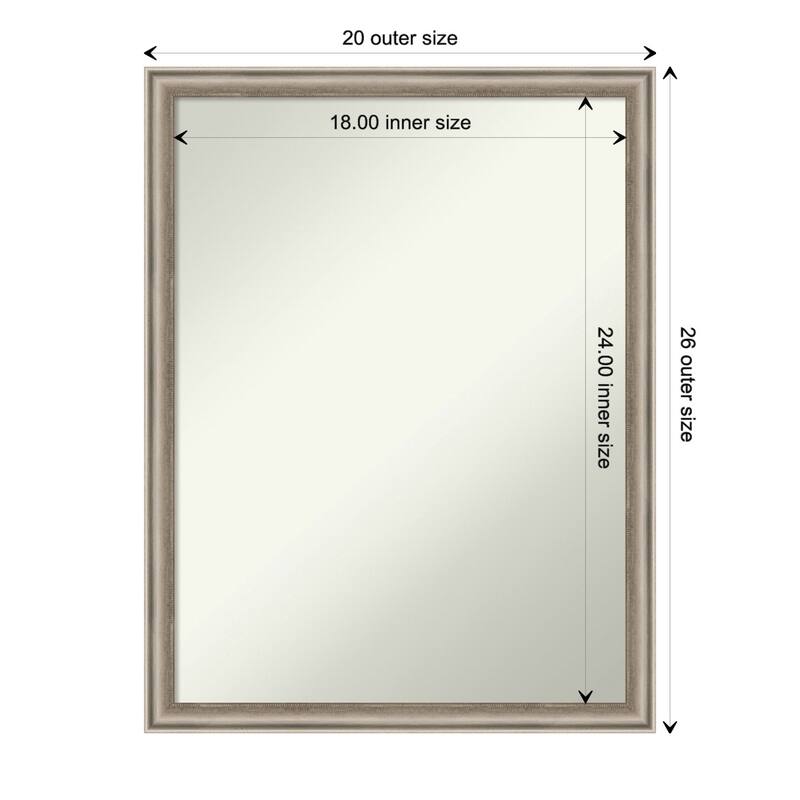 Salon Scoop Non-Beveled Wood Framed Wall Mirror - Salon Scoop Pewter - Glass Size 18x24