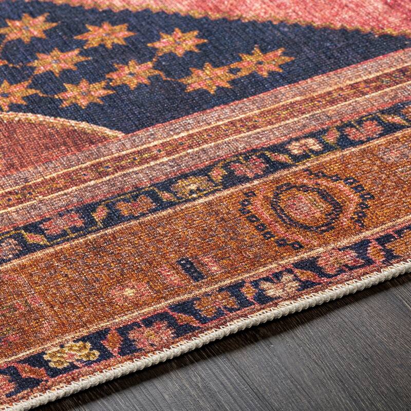 Livabliss Hollister Machine Washable Traditional Diamond Area Rug
