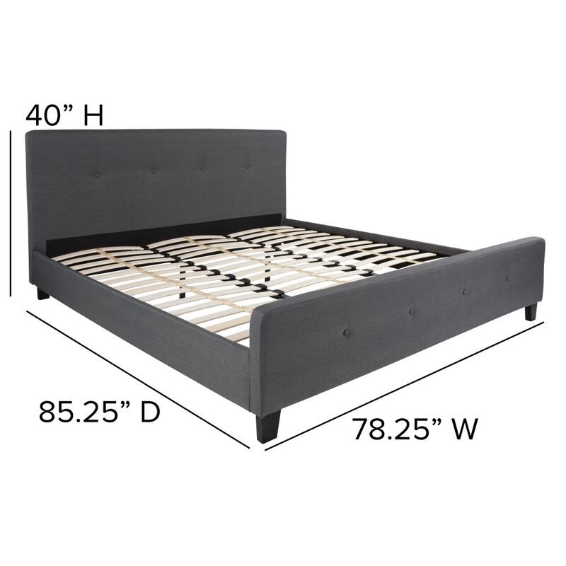 Button Tufted Upholstered Casual Style Platform Bed
