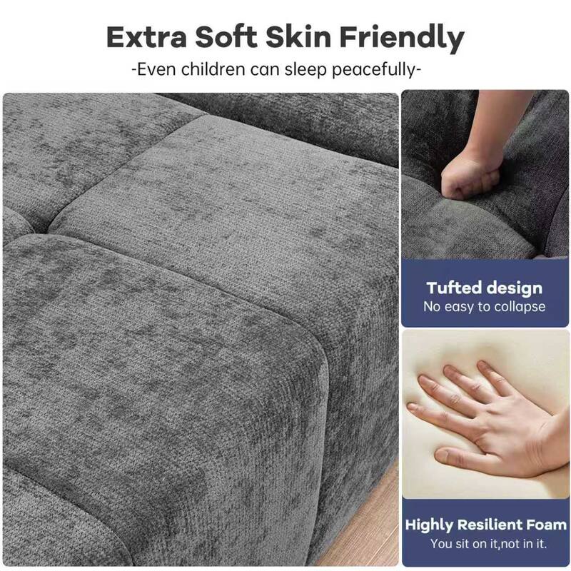 Modular Sectional Sofa with L-Shape Chaise Lounge, Corduroy Upholstered Cloud Sofa, Full-Compressed Corner Deep Seat Sofa