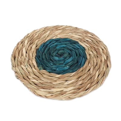 Novica Handmade Turquoise Aura Natural Fiber Coasters (Set Of 6)