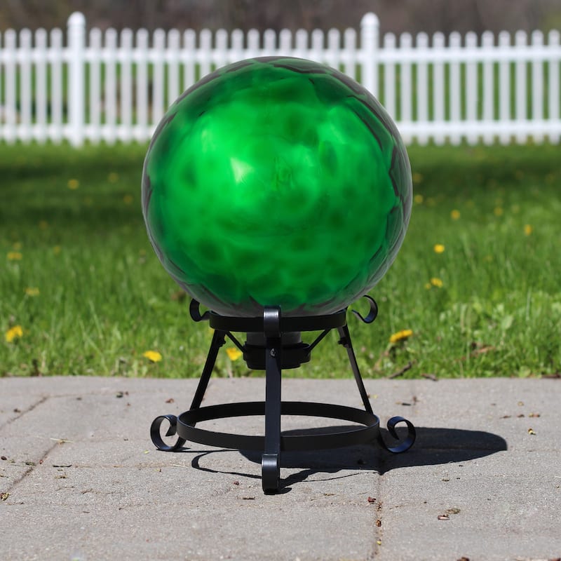 Turtle Shell Inspired Mirrored Outdoor Garden Gazing Ball 10" Green