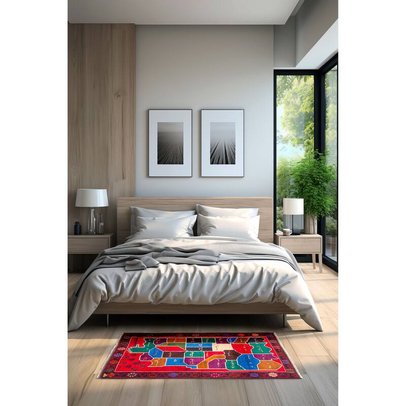 ECARPETGALLERY Hand-knotted Teimani Red Wool Rug - 2'10 x 4'9