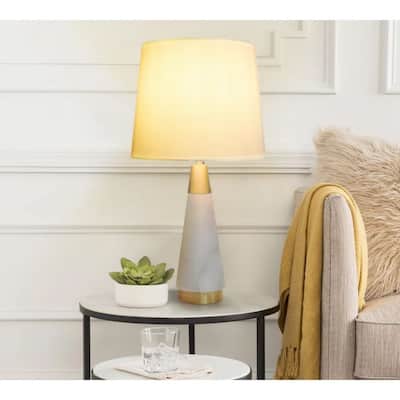 23.5 " Marble Table Lamp with fabric Shade