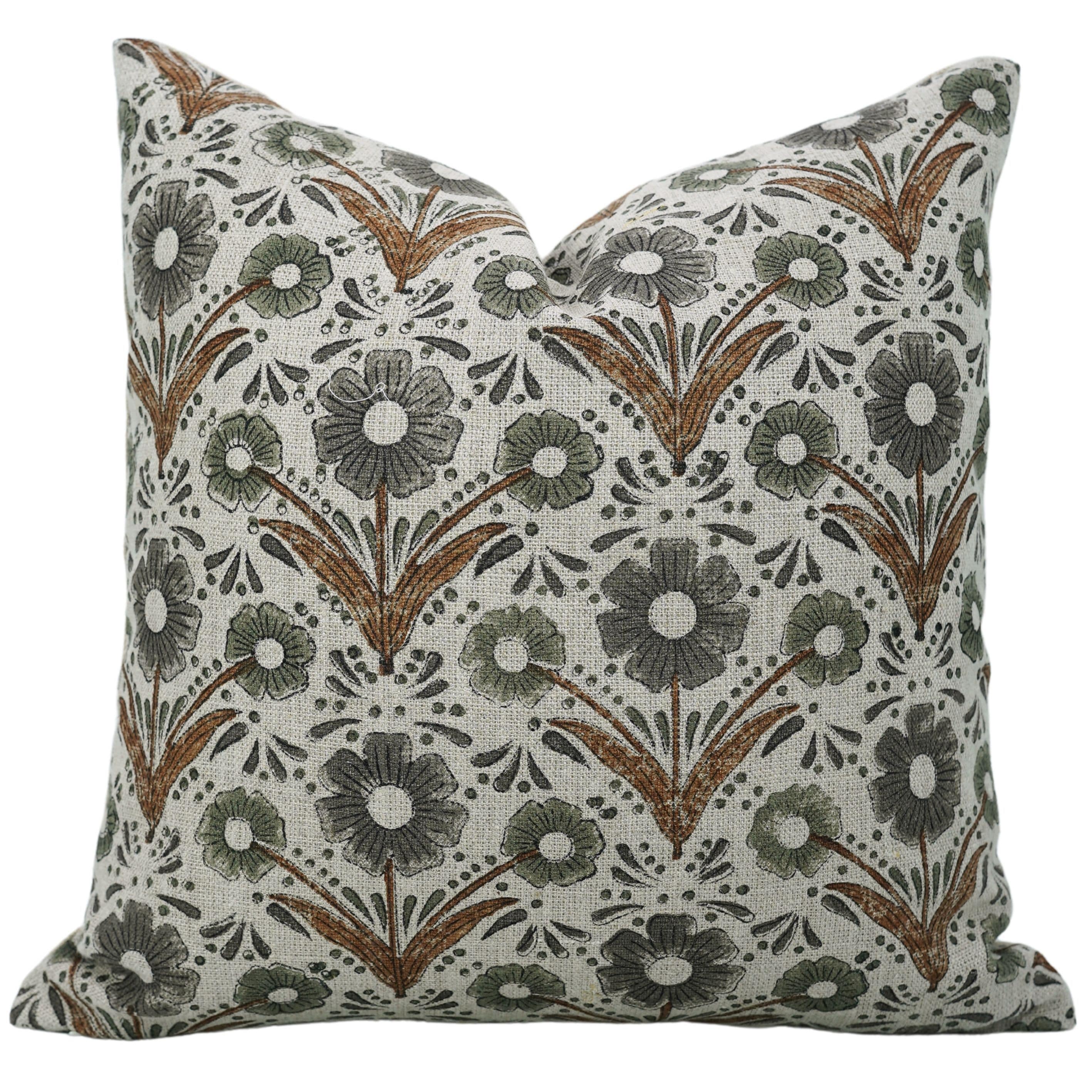Fabdivine Decorative Block Print Linen Throw Pillow Cover Rustic Home, Vanshika