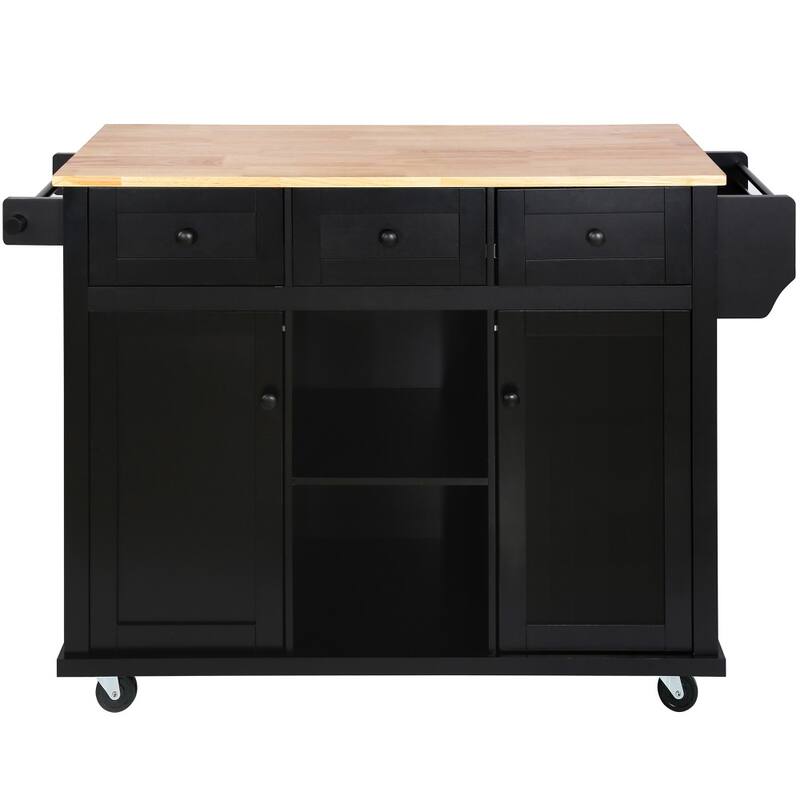 53 in. W MDF Kitchen Island with Countertop and Storage Cabinet