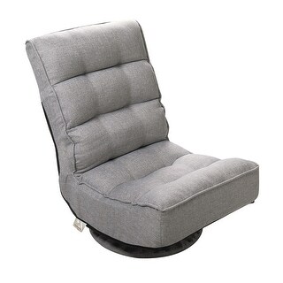 thumbnail interactive-video image 1 of Costway 360-Degree Swivel Gaming Floor Chair With Foldable Adjustable Backrest – Grey Mesh Fabric For Lounging 1 of 5