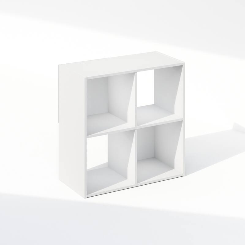 23.8 in. Tall White Wood 4-Shelf Bookcase