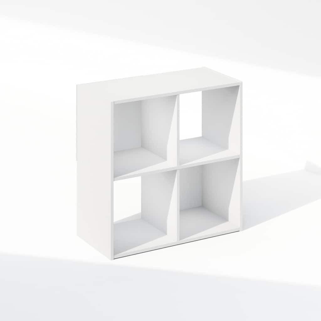 23.8 in. Tall White Wood 4-Shelf Bookcase