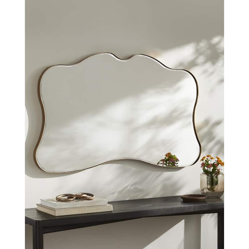 Livabliss Manta Modern Accent Mirror - 27"H x 43"W x 2"D - Gold