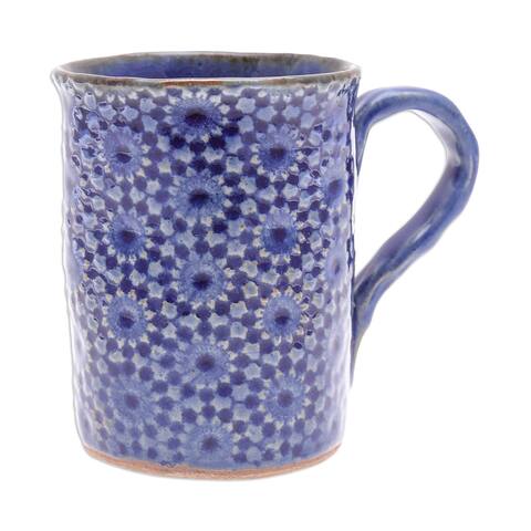 Novica Handmade Blue Medallion Ceramic Mug