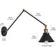 preview thumbnail 9 of 15, Industrial 1-Light Metal Cone Swing Arm Wall Lighting Fixture