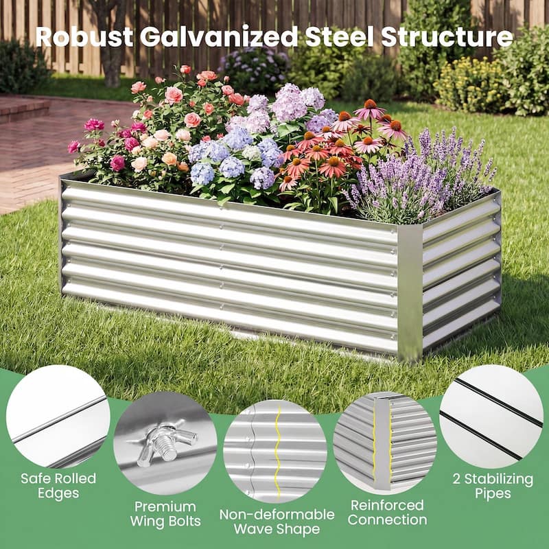Gymax Raised Garden Bed w/ Cover 68'' x 33'' x 21'' Planter Box w/