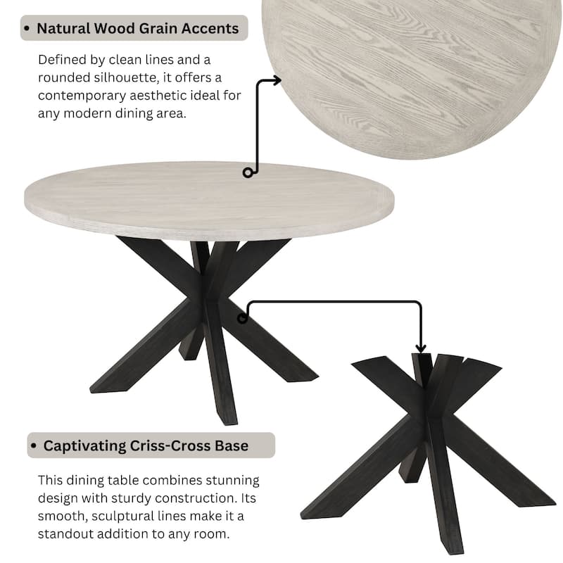 Roundhill Furniture Gates 5-Piece Round Dining Set, Light Gray