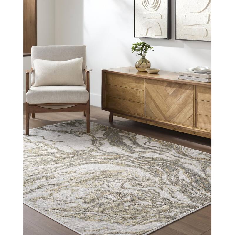 Livabliss Amman Mid-Century Modern Area Rug - Tan - 5'3" x 7'