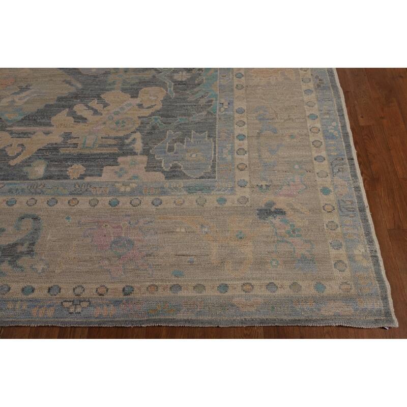 Oushak Turkish Area Rug Handmade Grey Vegetable Dye Wool Carpet - 9'6"x 11'10"