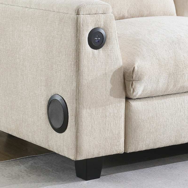 Chenille Modular Sectional Sofa,Cloud Couch Set with, USB, Bluetooth