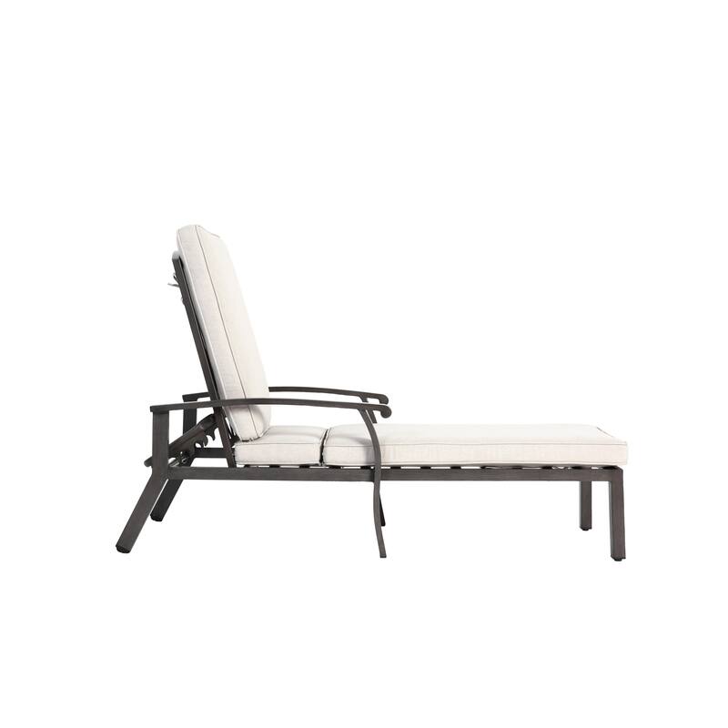 Adjustable Reclining Aluminum Chaise Lounge with Wheels for Poolside Patio Outdoor Navy Blue Rust-Resistant