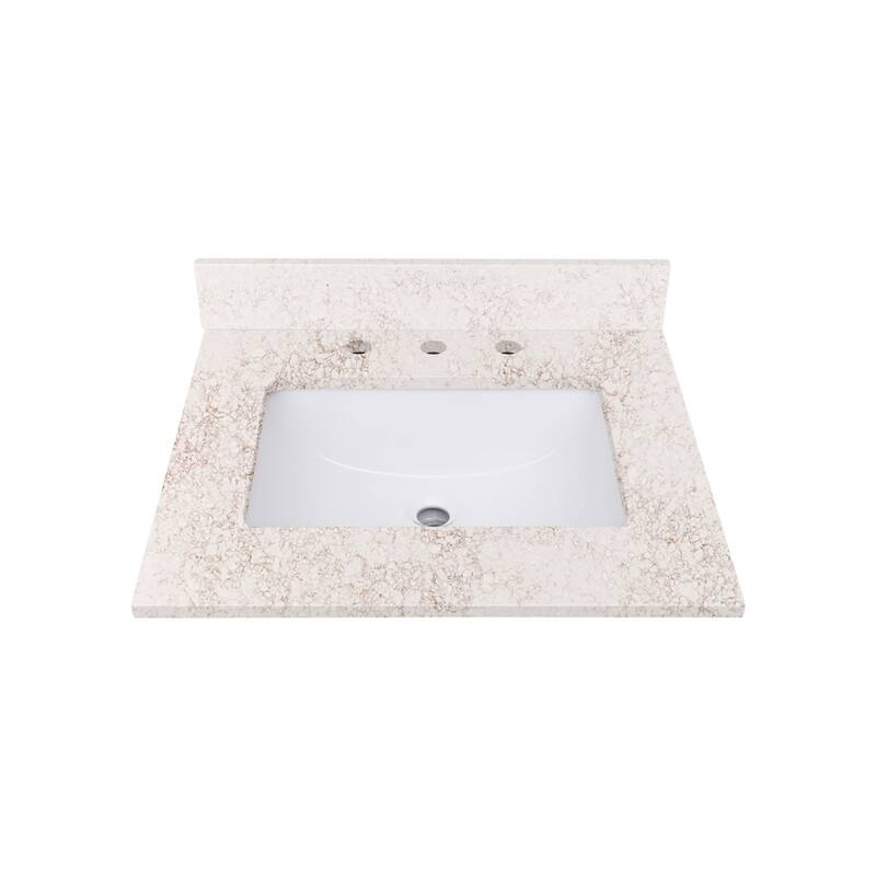 Avanity Quartz Vanity Top with Rectangular Undermount Sinks - 25" Single Sink - Alluring Quartz