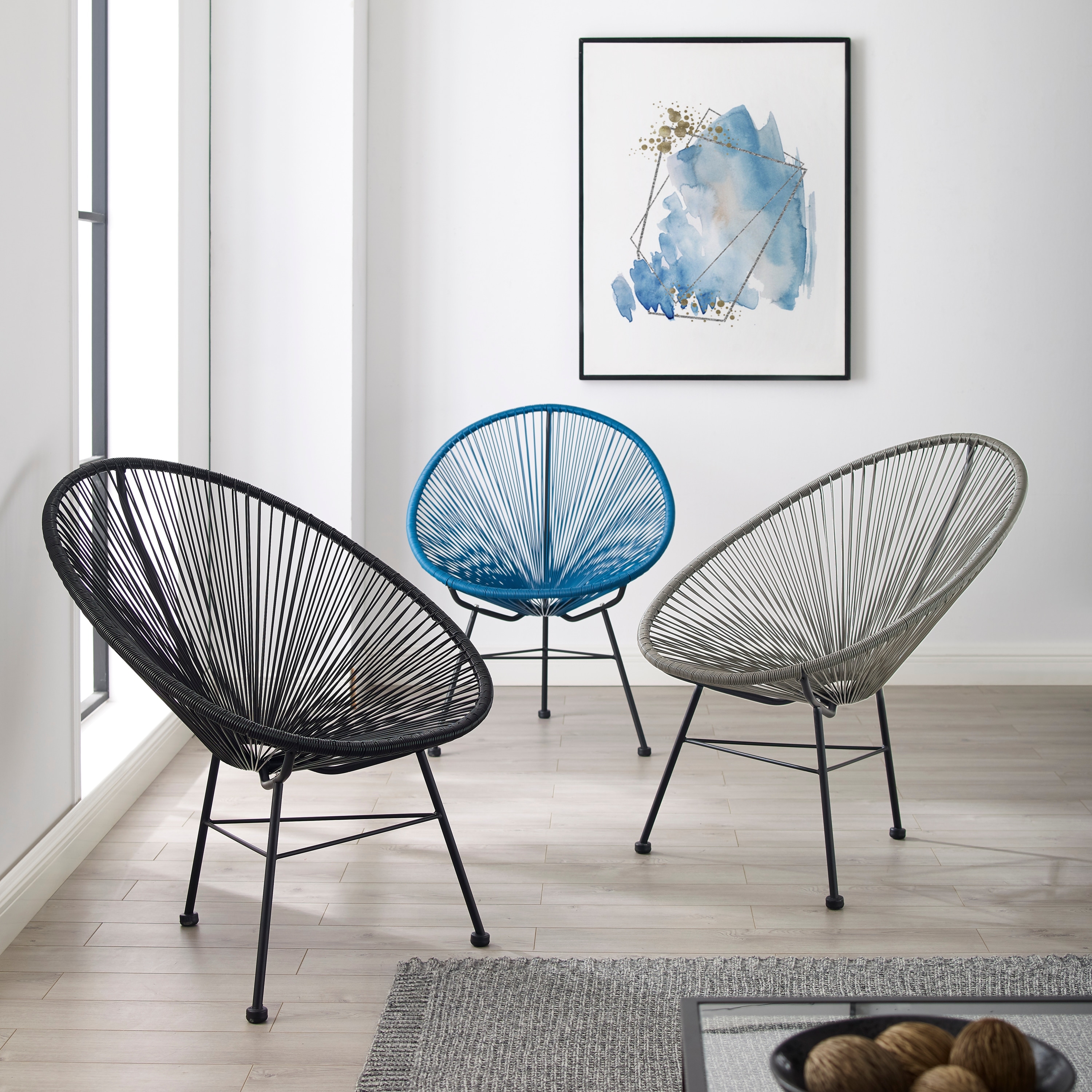 Corvus Sarcelles Acapulco Modern Wicker Bistro Chairs Set of 2