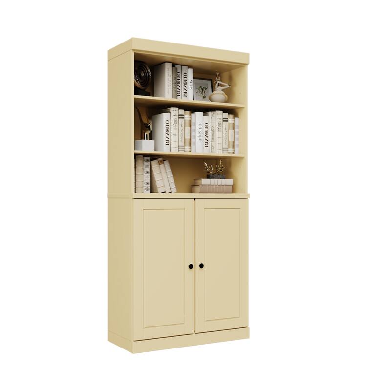 Palace Imports Solid Wood 6-Shelf Bookcase, Raised Panel Doors, Adjustable Shelves